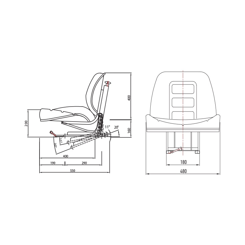 Scaun universal negru cu reglaj pentru tractor UTB U-650, U-445, Fiat, Case, Cod: DISBV56, Brand: KONIG TRAKTOREN - 3 | YEO