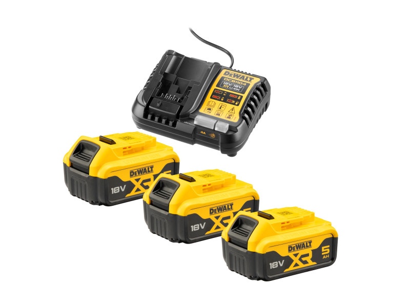 Set baterie și încărcător DEWALT XR 18 V (baterie 3 x 5 Ah) DCB1104P3