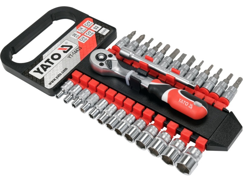 Set de prize YATO 28 piese 1/4" 4-13 mm CrV