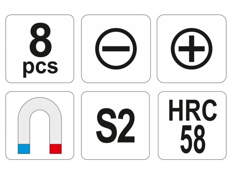 Set șurubelnițe YATO 8 piese magnetice S2