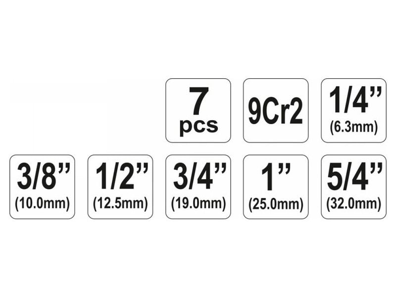 Set tăietor de țevi YATO 7 piese (1/4 - 5/4")