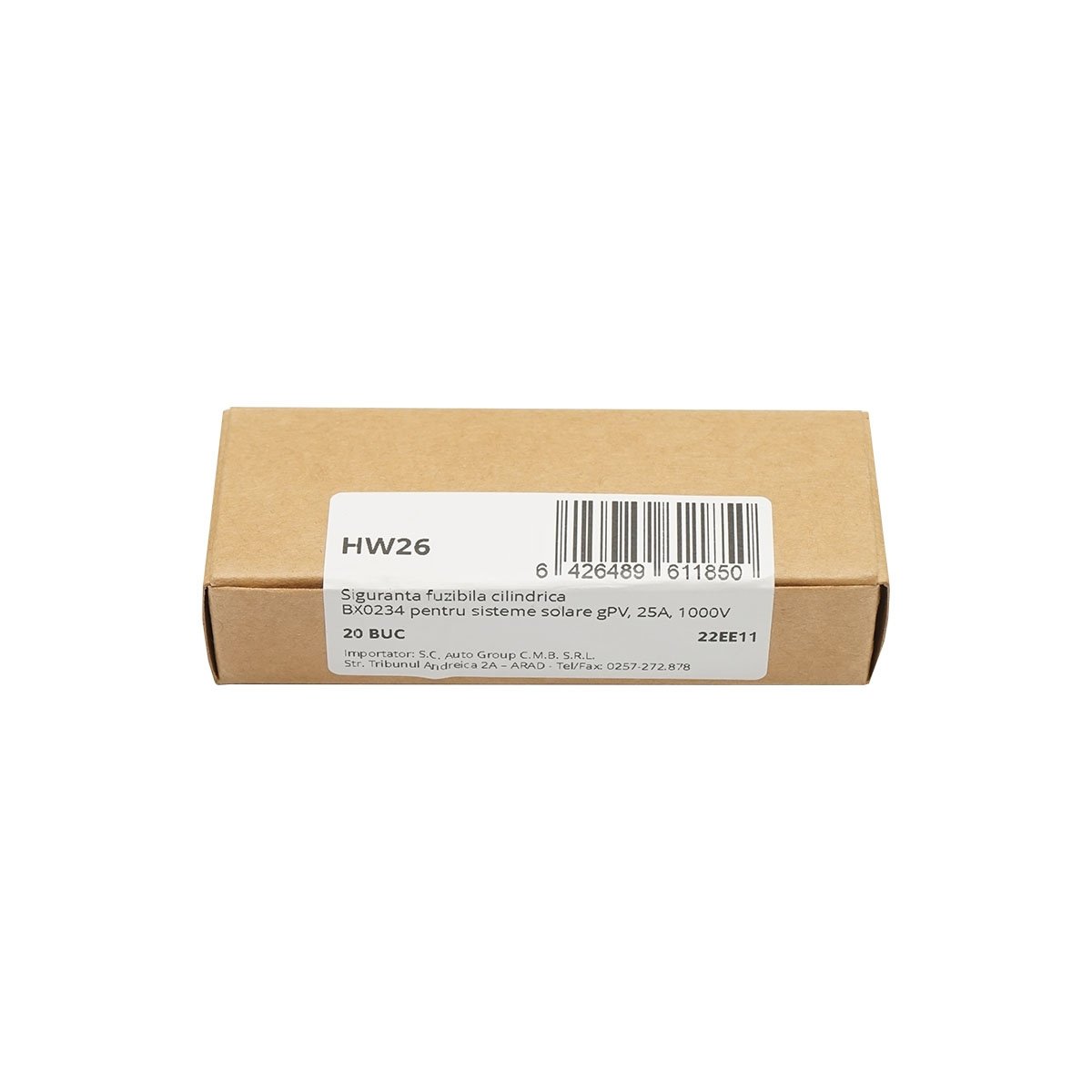 Siguranta fuzibila cilindrica BX0234 pentru sisteme solare gPV, 25A, 1000V , Cod: DISHW26, Brand: Leader