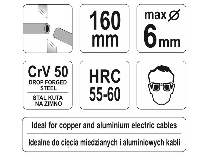 Tăietor de cablu YATO 160 mm