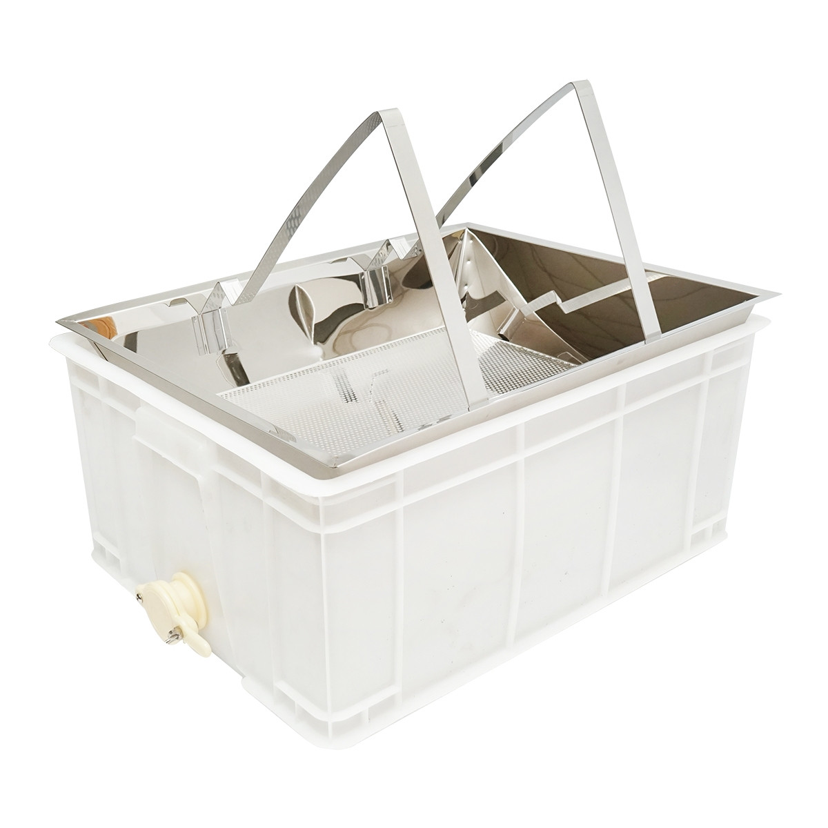 Tava pentru descapacit cu lada din plastic si sita inox 520x415x110mm, Cod: DISKS42