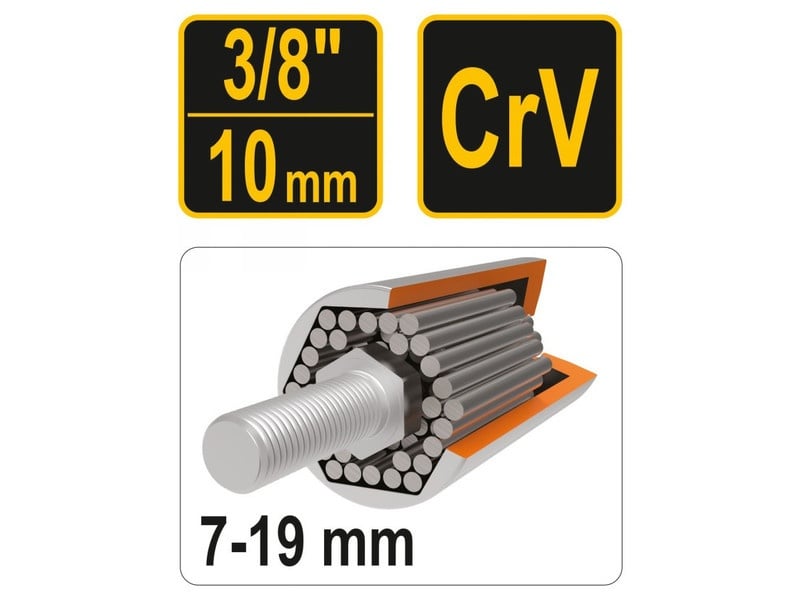 VOREL Cheie universală 3/8" 7-19 mm CrV