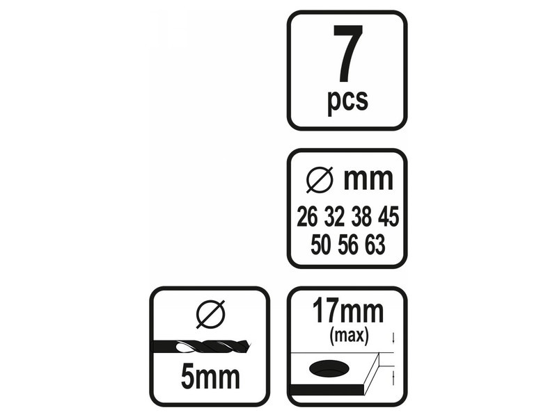 VOREL Set de freze circulare 7 piese (26-63 mm) - 2 | YEO