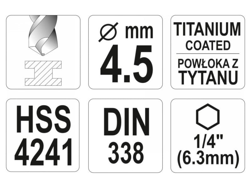 YATO Auger 4,5 x 100/47 mm Suport de bit HSS-TiN - 2 | YEO
