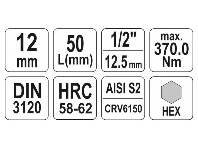 YATO Bit cheie tubulară Allen 1/2" 12 mm CrV - 3 | YEO