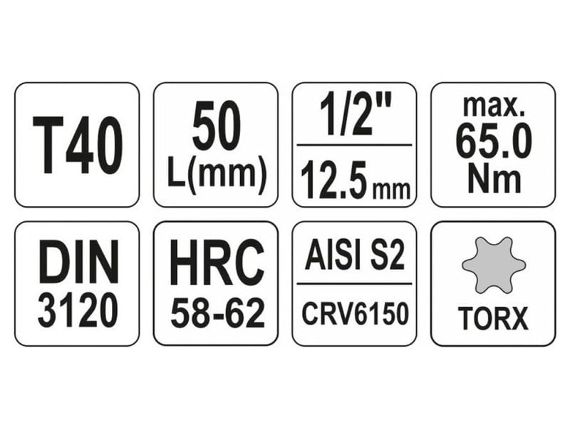 YATO Bit cheie tubulară Torx 1/2" T40 CrV