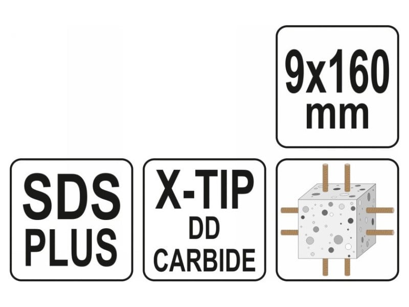 YATO Burghiu pentru piatră 9 x 160/100 mm pătrat SDS-Plus - 2 | YEO