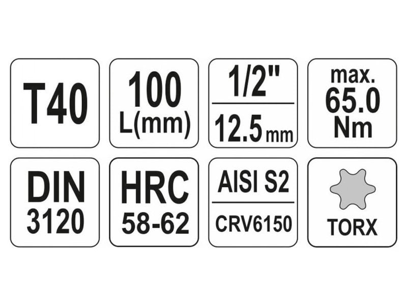 YATO cheie tubulară cu bit lung Torx 1/2" T40 CrV