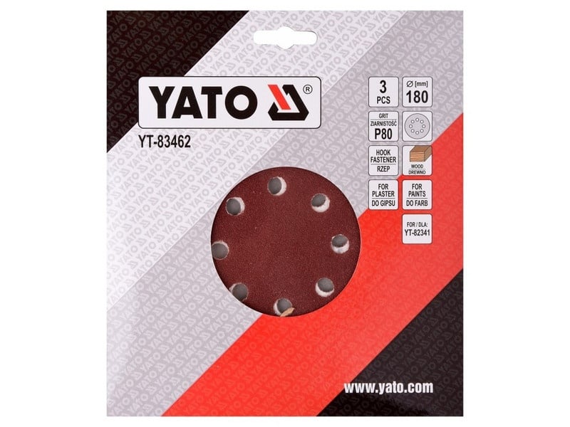 YATO Disc de fixare Velcro 180 mm / P80 (3 buc) - 2 | YEO