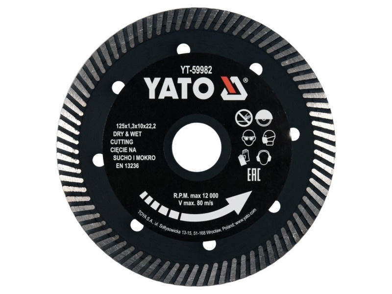 YATO Disc de tăiere diamantat 125 x 1,3 x 10 x 22,2 mm turbo