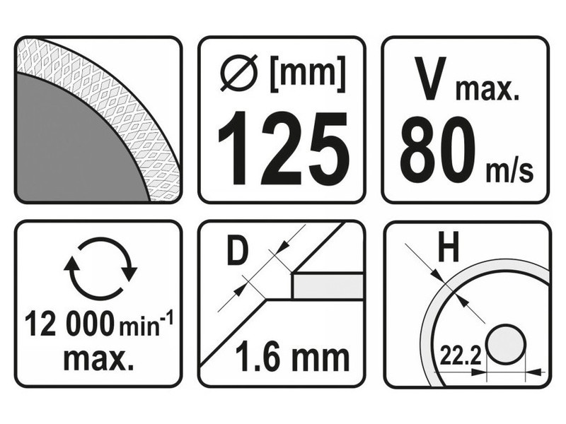 YATO Disc de tăiere diamantat 125 x 1,6 x 10 x 22,2 mm continuu