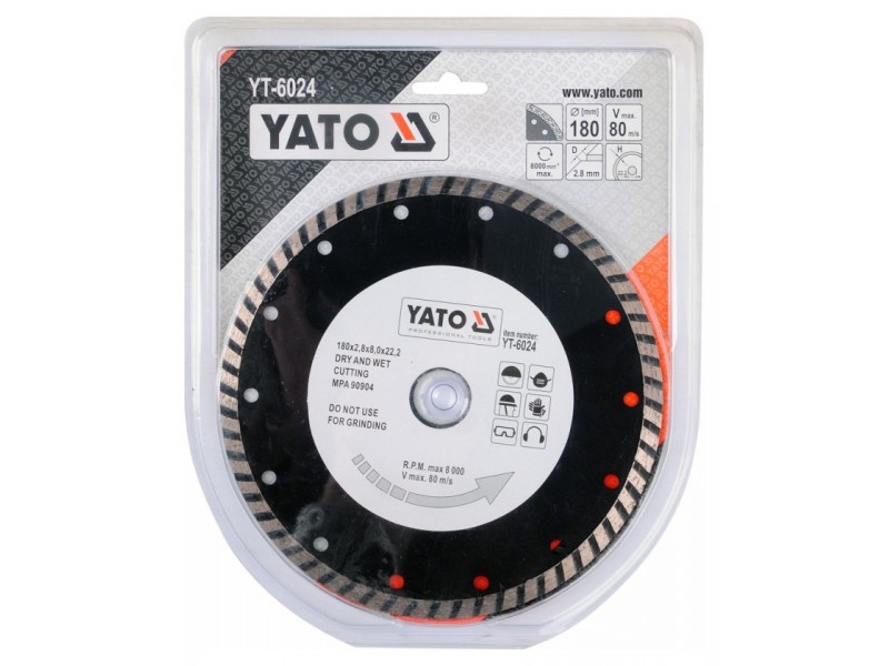 YATO Disc de tăiere diamantat 180 x 2,8 x 8,0 x 22,2 mm turbo - 1 | YEO