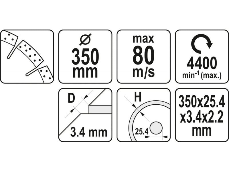 YATO Disc de tăiere diamantat 350 x 3,4 x 10,0 x 25,4 mm segmentat - 2 | YEO