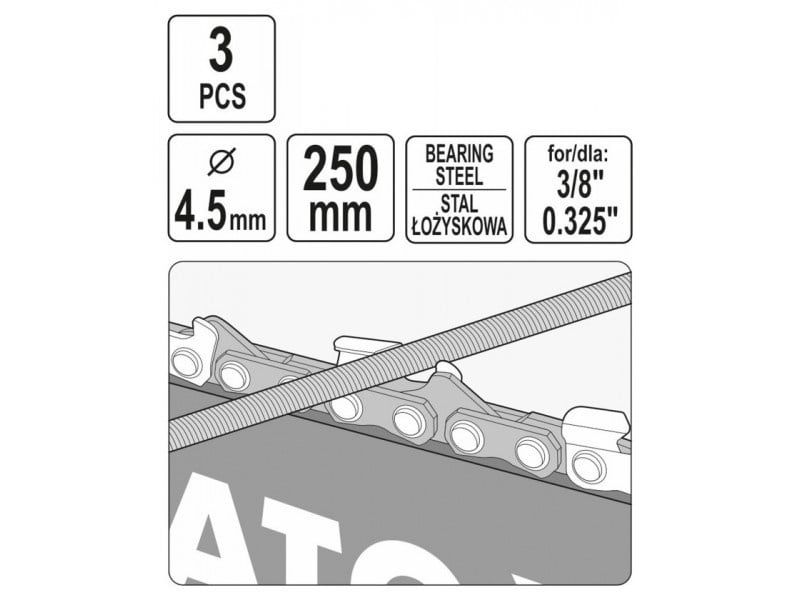 YATO Filă rotundă pentru lanț 4,5 mm (3 buc)