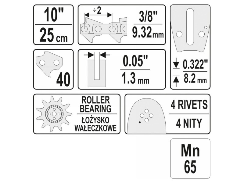 YATO Ghidaj lanț drujbă 10" 3/8" 1,3 mm - 2 | YEO