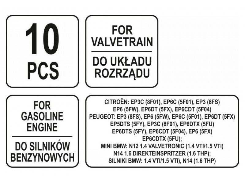 YATO Kit de fixare a comenzilor 10 piese (benzină) Peugeot Citroën BMW Mini