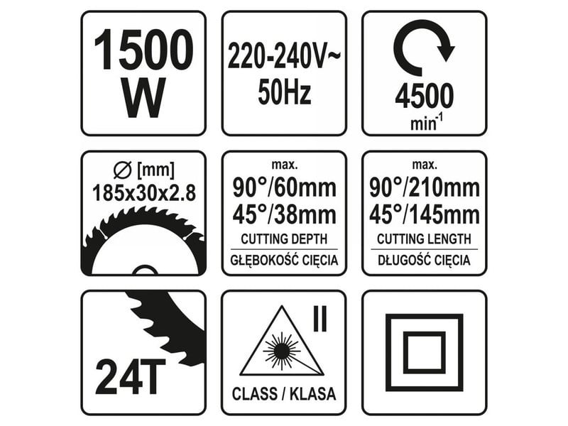 YATO Laser Mitre Cutter 185 mm 1500 W