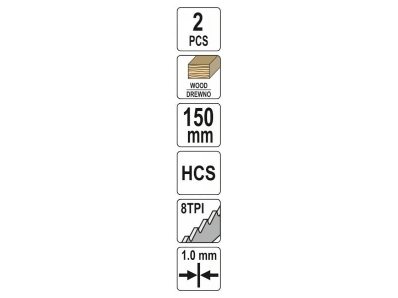 YATO Pânză de ferăstrău sabie pentru lemn 150/1,0 mm 8 TPI HCS (2 bucăți) - 2 | YEO