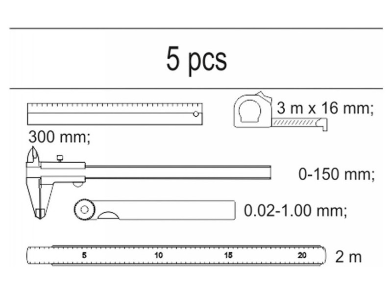 YATO Set de calibre 5 piese (inserție în sertar)