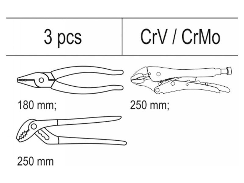 YATO Set de clești 3 piese (inserție în sertar)