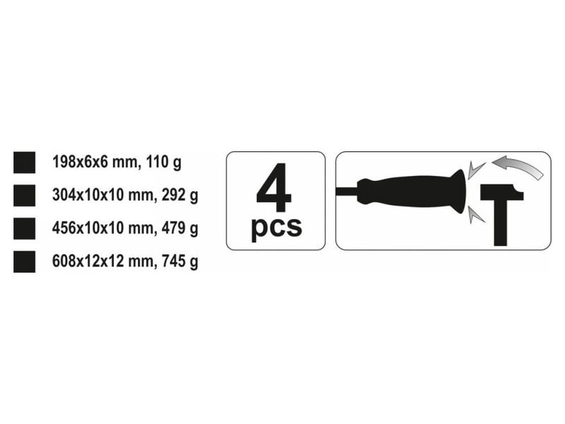 YATO Set de fier de tensionare 4 piese cu ciocan