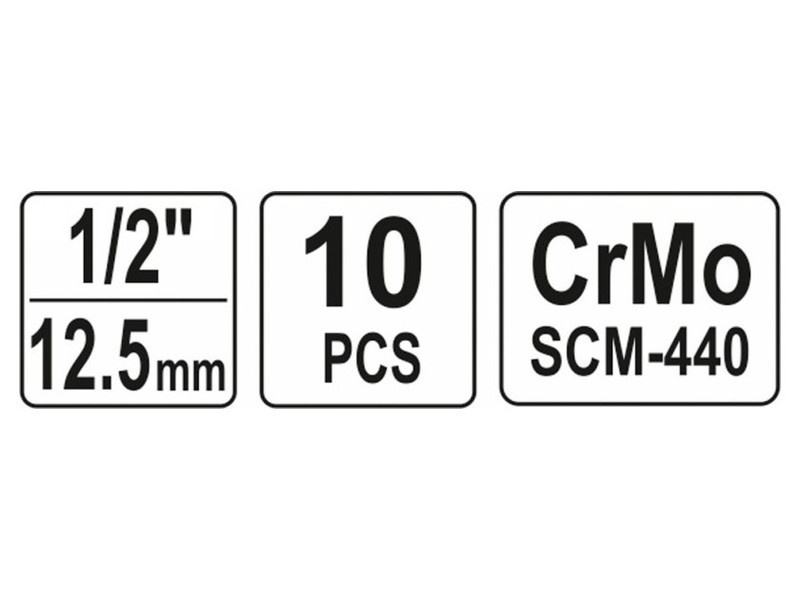 YATO set de prize 10 piese 1/2" 10-22 mm CrMo