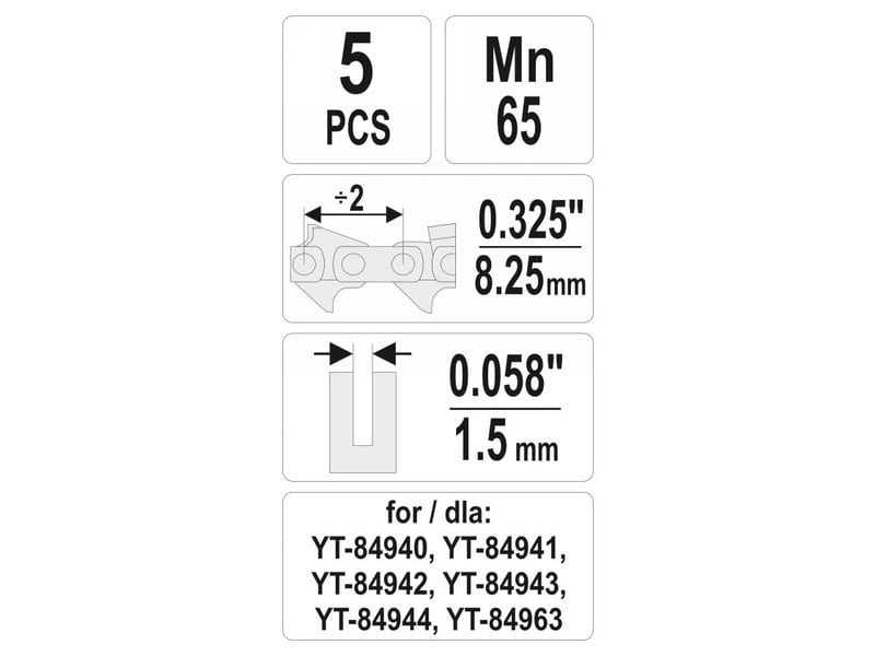 YATO Verigă ferăstrău cu lanț 0,325" 1,5 mm (5 bucăți) - 3 | YEO