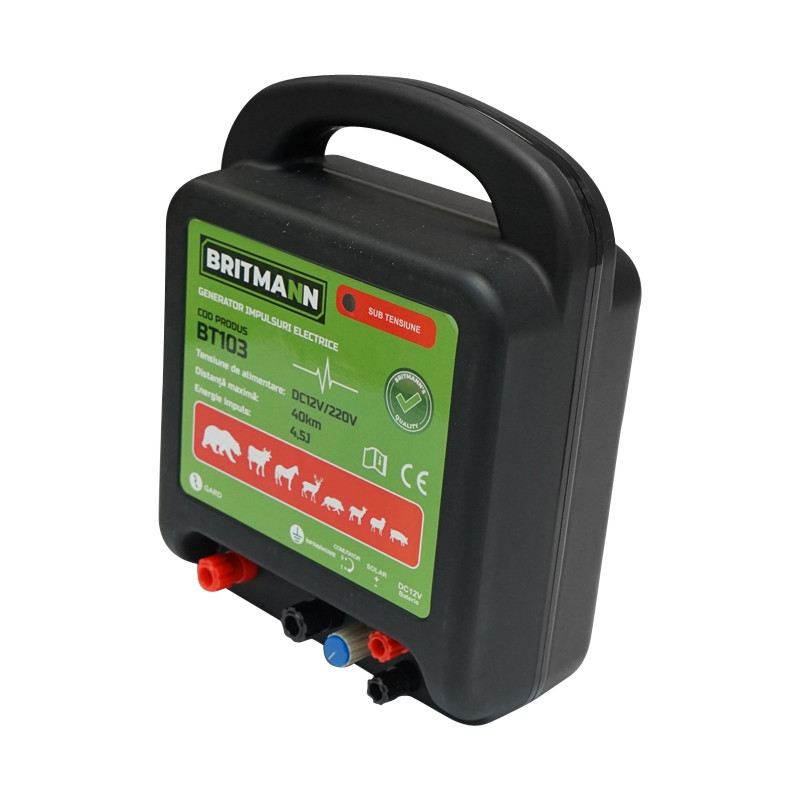 Aparat generator de impulsuri DC 12/220V, 4.5 Joule 40km pentru gard electric, Cod: BT103, Brand: BRITMANN - 2 | YEO