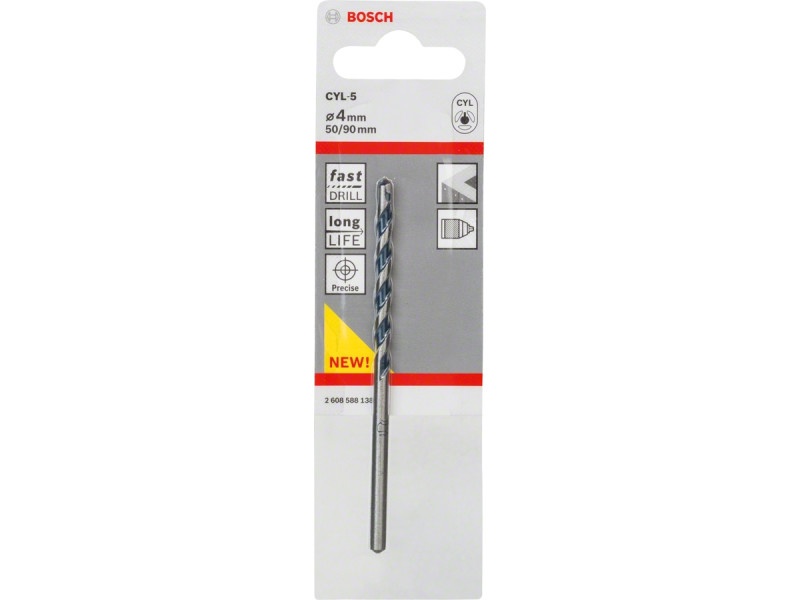 BOSCH Burghiu pentru piatră 4,0 x 90/50 mm cu două tăișuri CYL-5