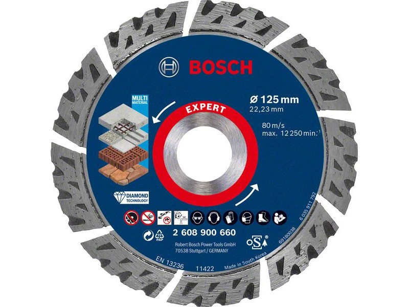 BOSCH EXPERT Disc de tăiere diamantat 125 x 2,2 x 12 x 22,2 mm segmentat MultiMaterial