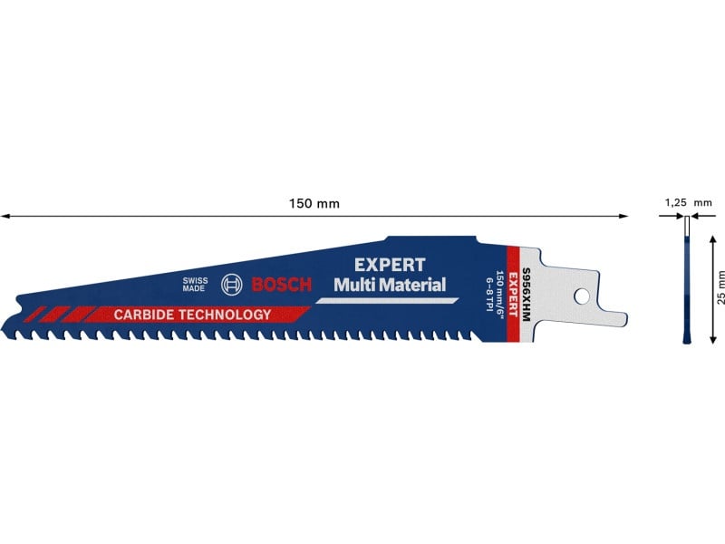 BOSCH EXPERT Pânză de ferăstrău sabie S956 XHM 150 mm / 6-8 TPI cu vârf din carbură Multi material - 2 | YEO