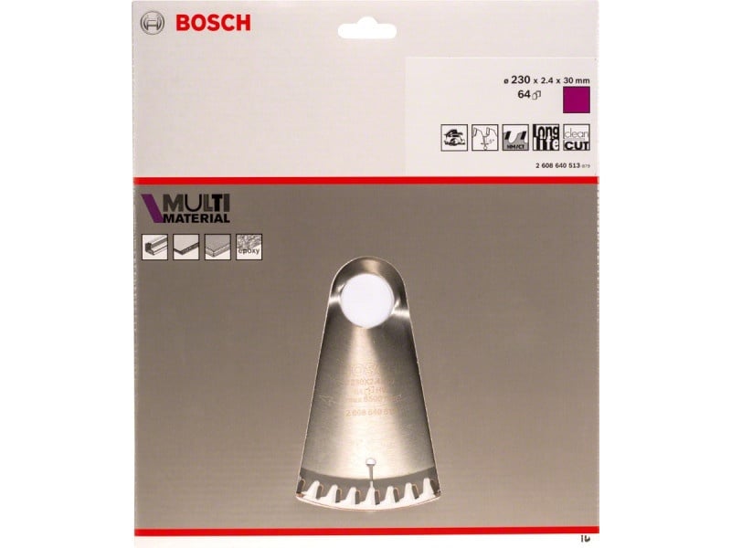 BOSCH Ferăstrău universal 230 x 30 x 2,4 mm / 64T MultiMaterial HLTCG - 1 | YEO