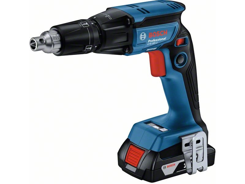 BOSCH GTB 185-LI șurubelniță fără fir pentru gips-carton cu distribuitor aut. în cutie (2 baterii de 2,0 Ah + acumulator)