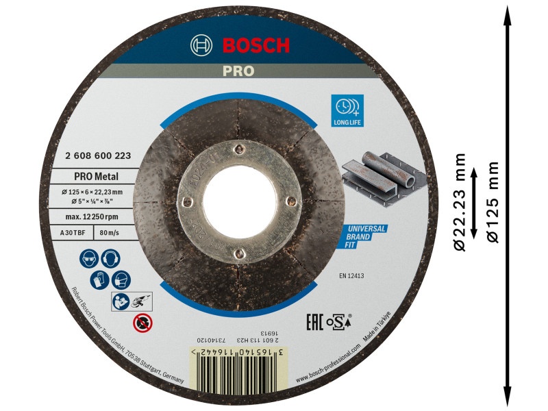 BOSCH PRO Disc de curățare pentru metal 125 x 6,0 x 22,2 mm A 30 T BF (oSa) - 2 | YEO