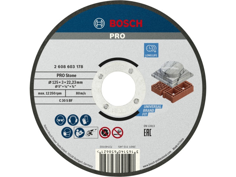 BOSCH PRO Disc de tăiere pentru piatră 125 x 3,0 x 22,2 mm C 30 S BF