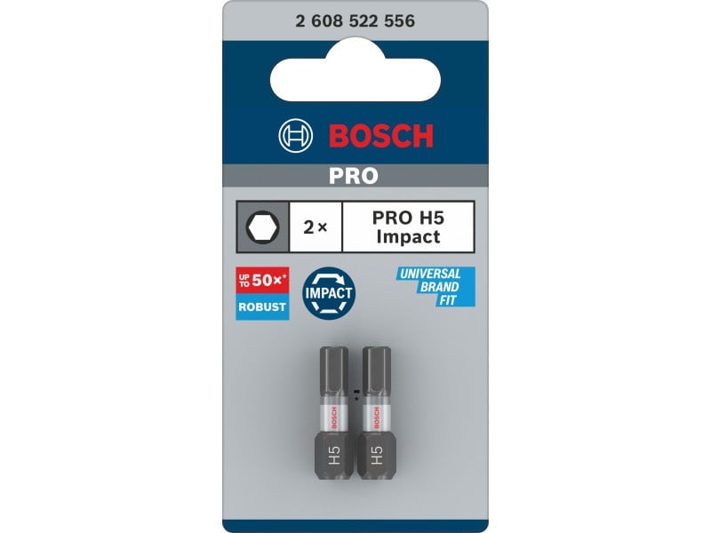 BOSCH PRO Impact bit de vârf H5 x 25 mm 1/4" Hex (2 buc) - 2 | YEO