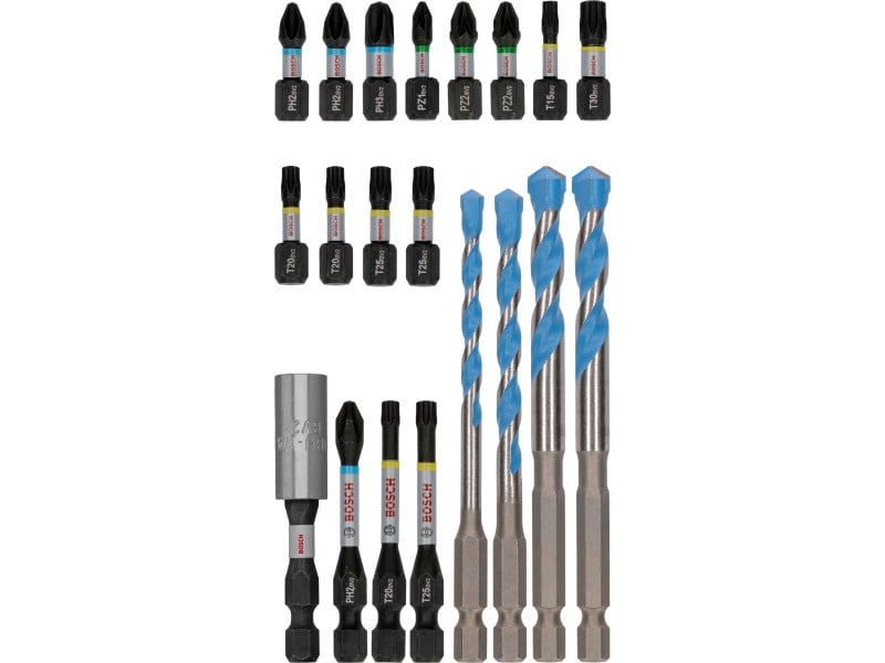 BOSCH PRO Impact bit de vârf și burghiu universal set 20 piese 1/4 Hex - 3 | YEO