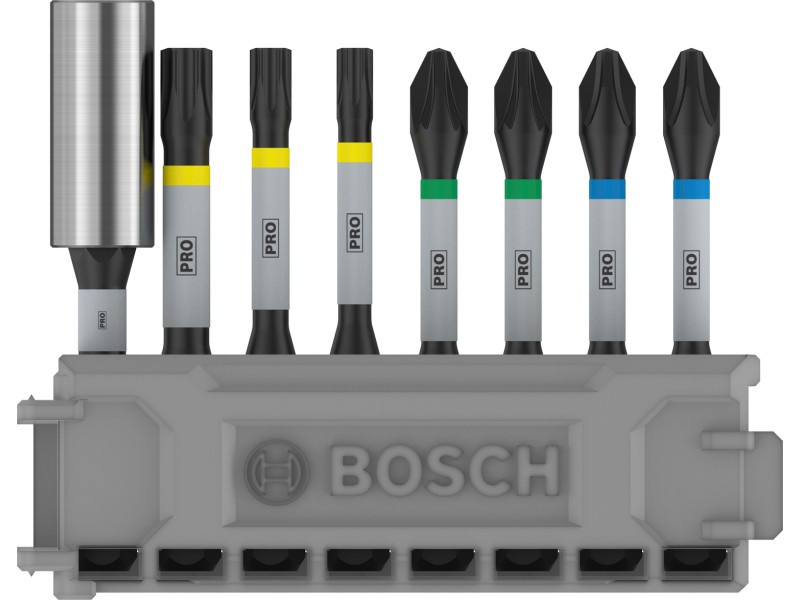 BOSCH PRO set vârf de biți 8 r. 50 mm + suport (PH2 x 2, PZ2 x 2, T20, T25, T30) Pick & Click