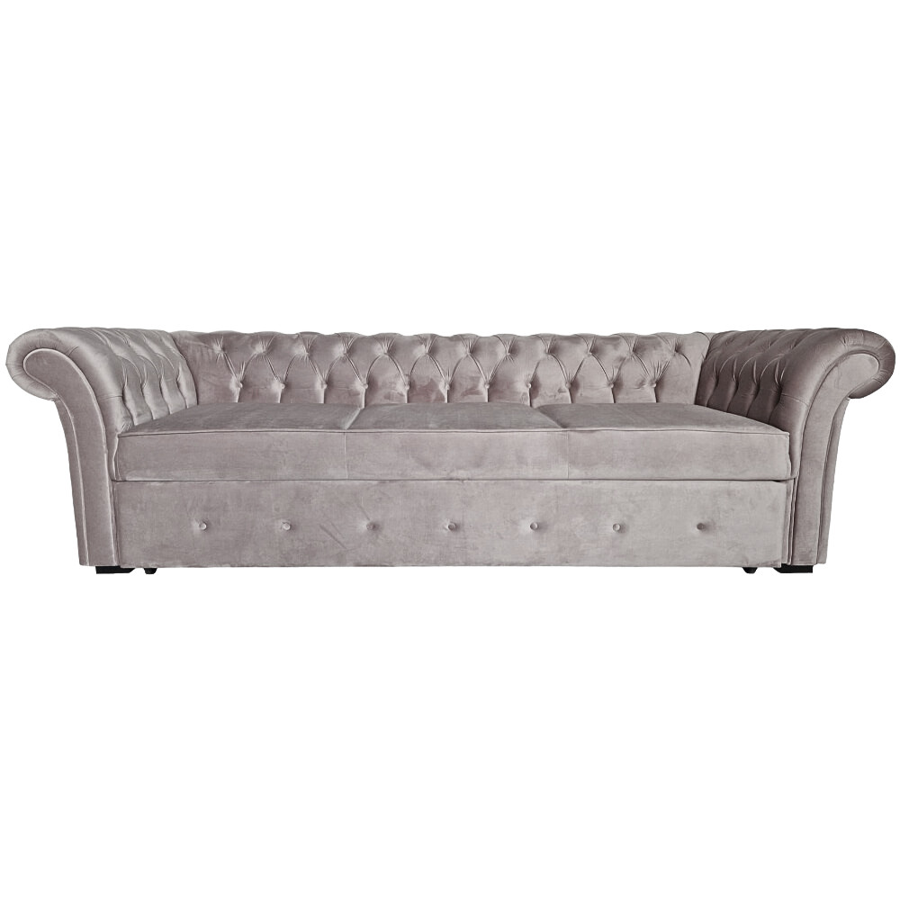 Canapea Extensibila Chesterfield, 250x100x75cm, 3 locuri, Velutto 15 Silver, Glasspandoor