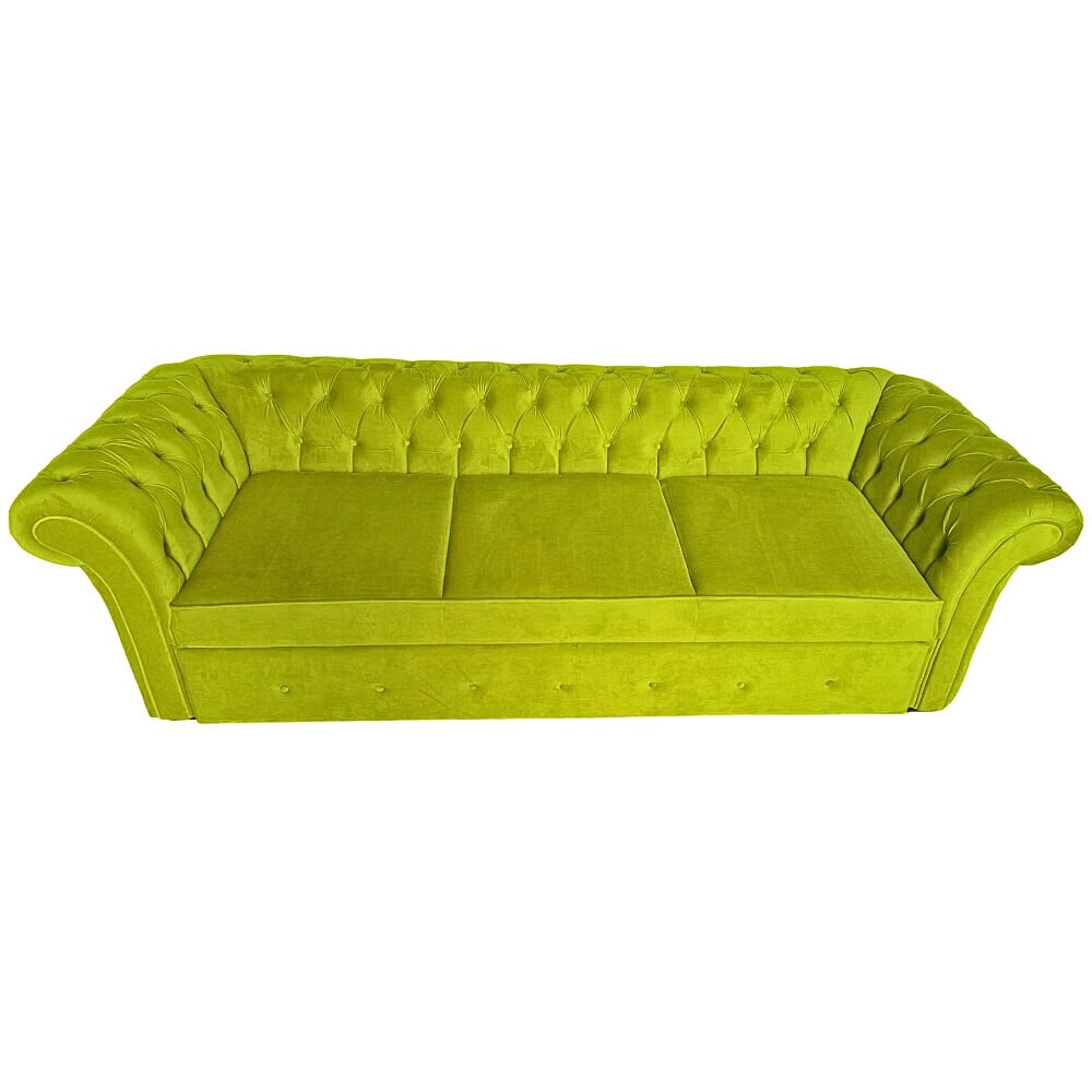 Canapea Extensibila Chesterfield, 250x100x75cm, 3 locuri, Velutto 34 Amber Green, Glasspandoor - 2 | YEO