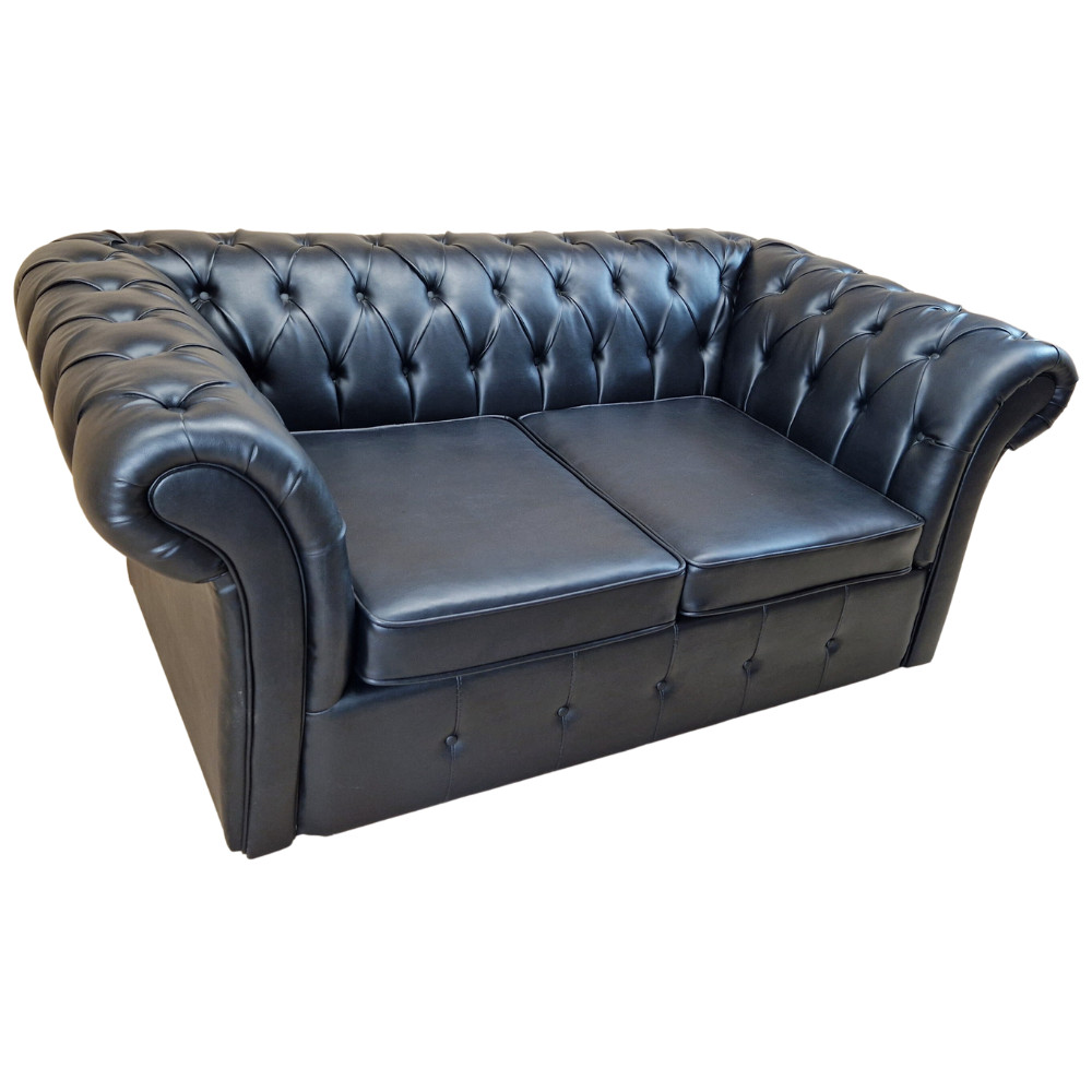 Canapea Fixa Chesterfield, 200x100x75cm, 2 locuri, Cayenne 1114 Black, Glasspandoor - 2 | YEO