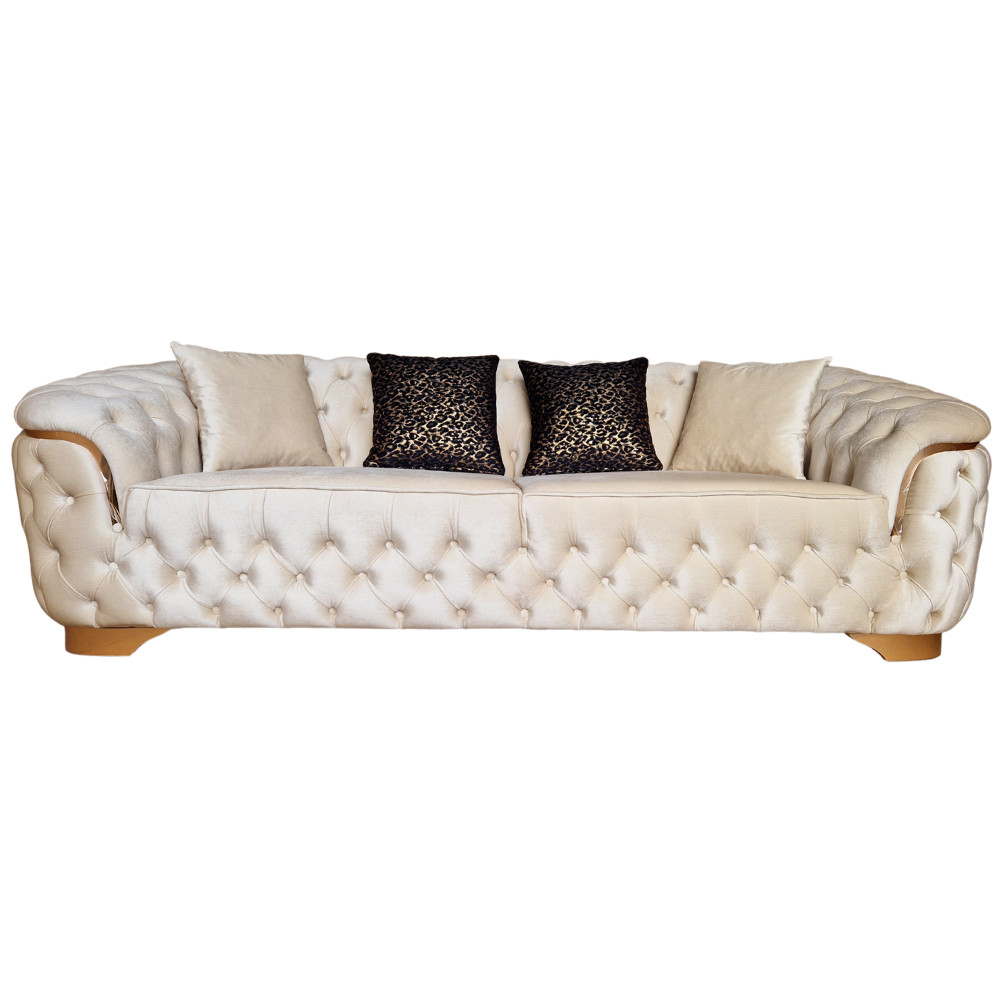 Canapea Fixa Okyanus, 250x100x75cm, 3 locuri, Luna V-03 Beige, Glasspandoor - 1 | YEO