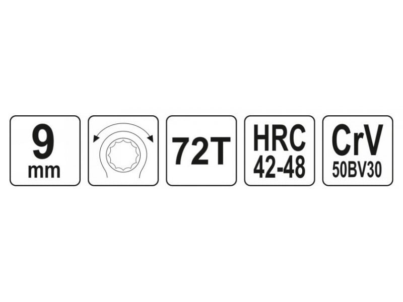 Cheie stea cu clichet YATO 9 mm / 145 mm CrV