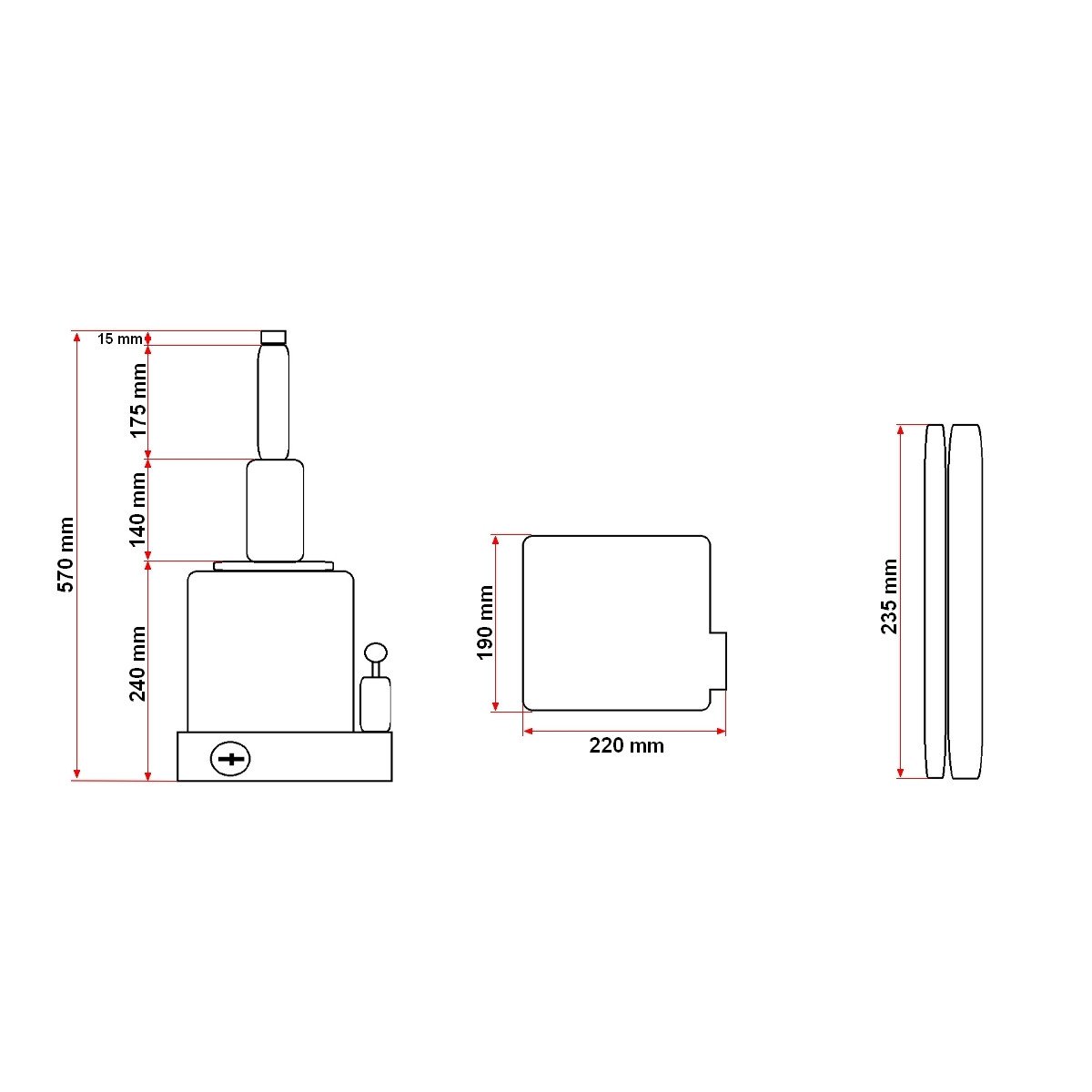 Cric hidraulic cu piston dublu 32 tone 255mm, Cod: DISCRH32D