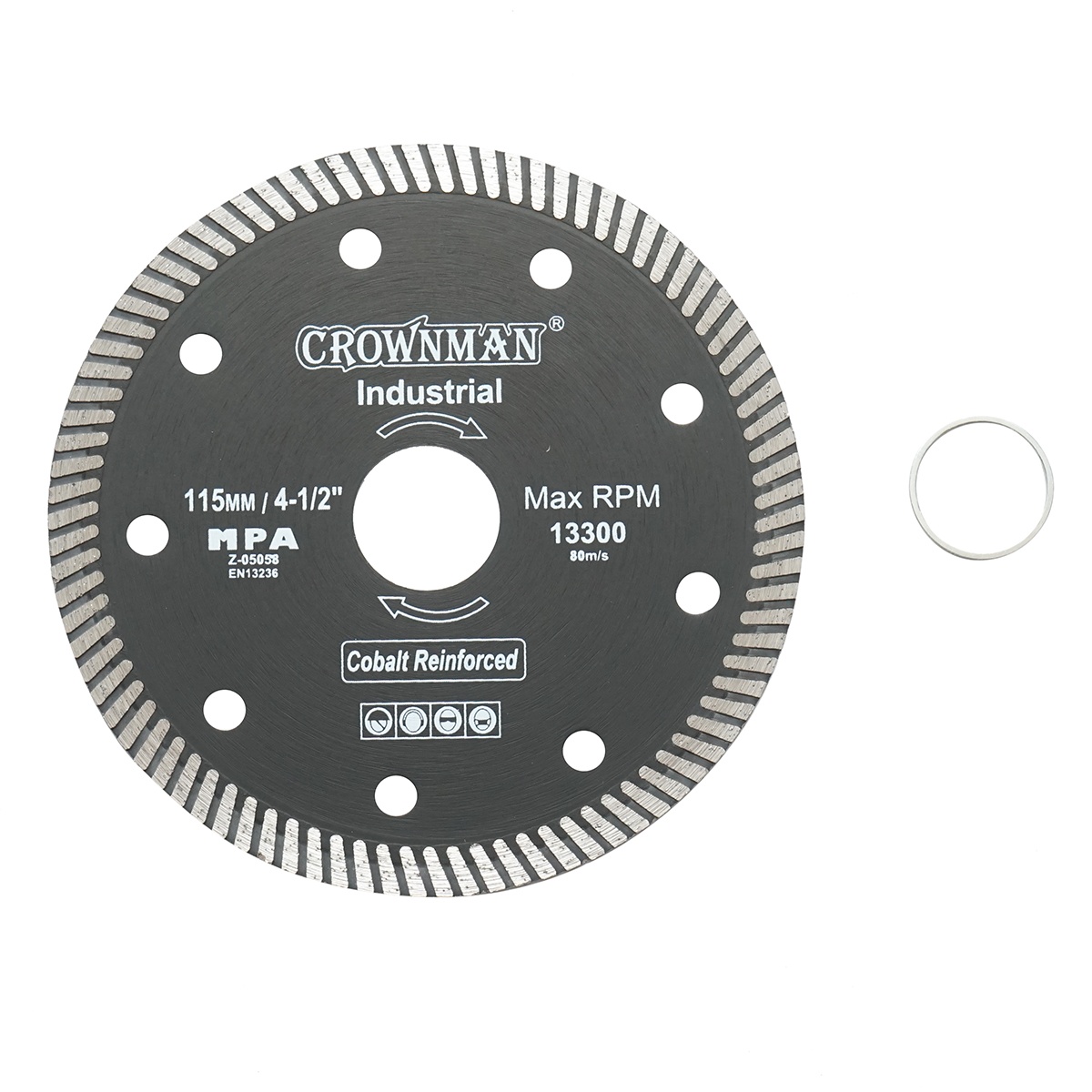 Disc diamantat turbo 115x22.23x1.35mm, viteza max. 13300rpm, taiere umeda/uscata pentru piatra, placi ceramice , Cod: DISPT21 , Brand: CROWNMAN