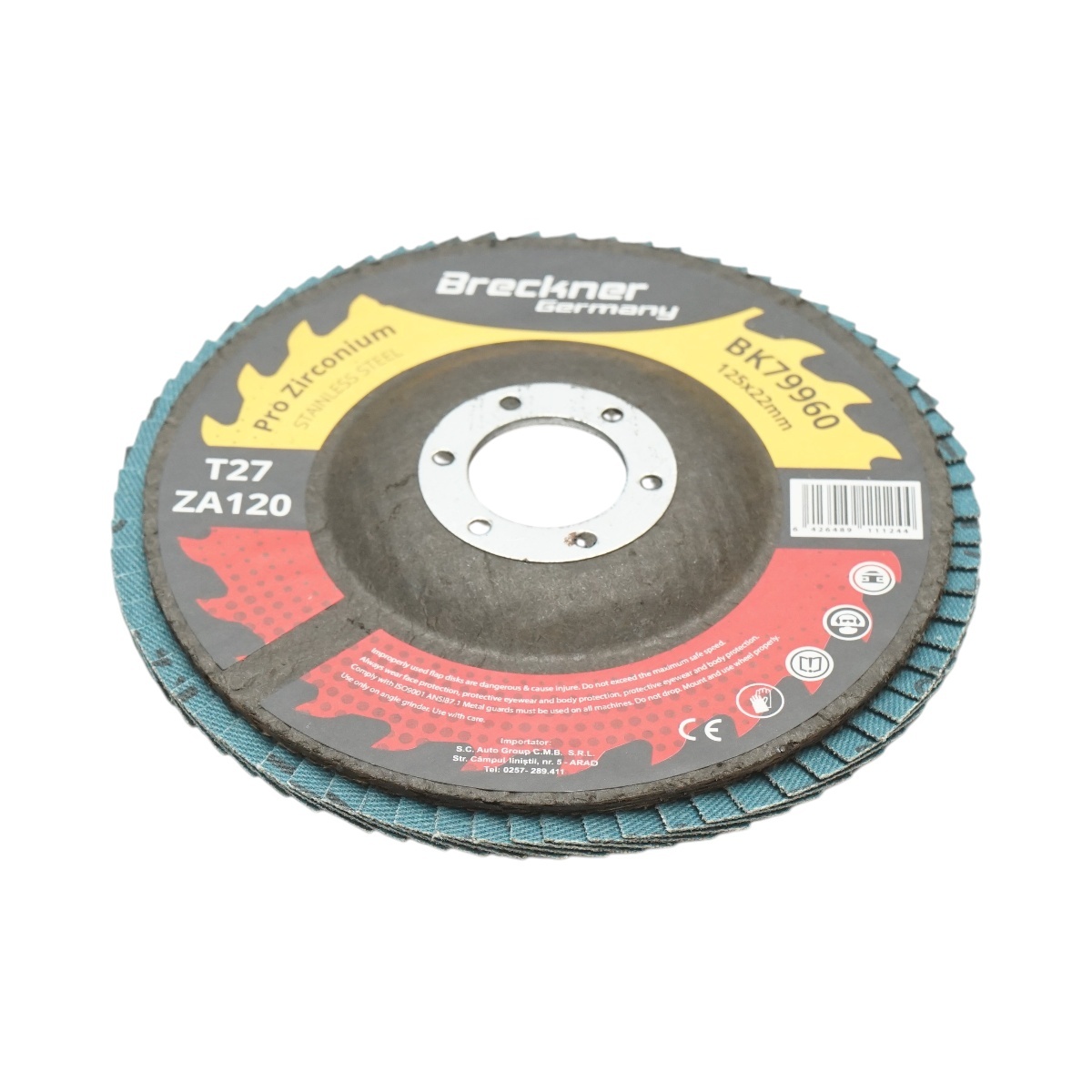 Disc lamelar abraziv cu zirconiu T27 ZA120, 125x22mm pentru slefuire/polizare metal si inox , Cod: BK79960,Breckner Germany - 2 | YEO