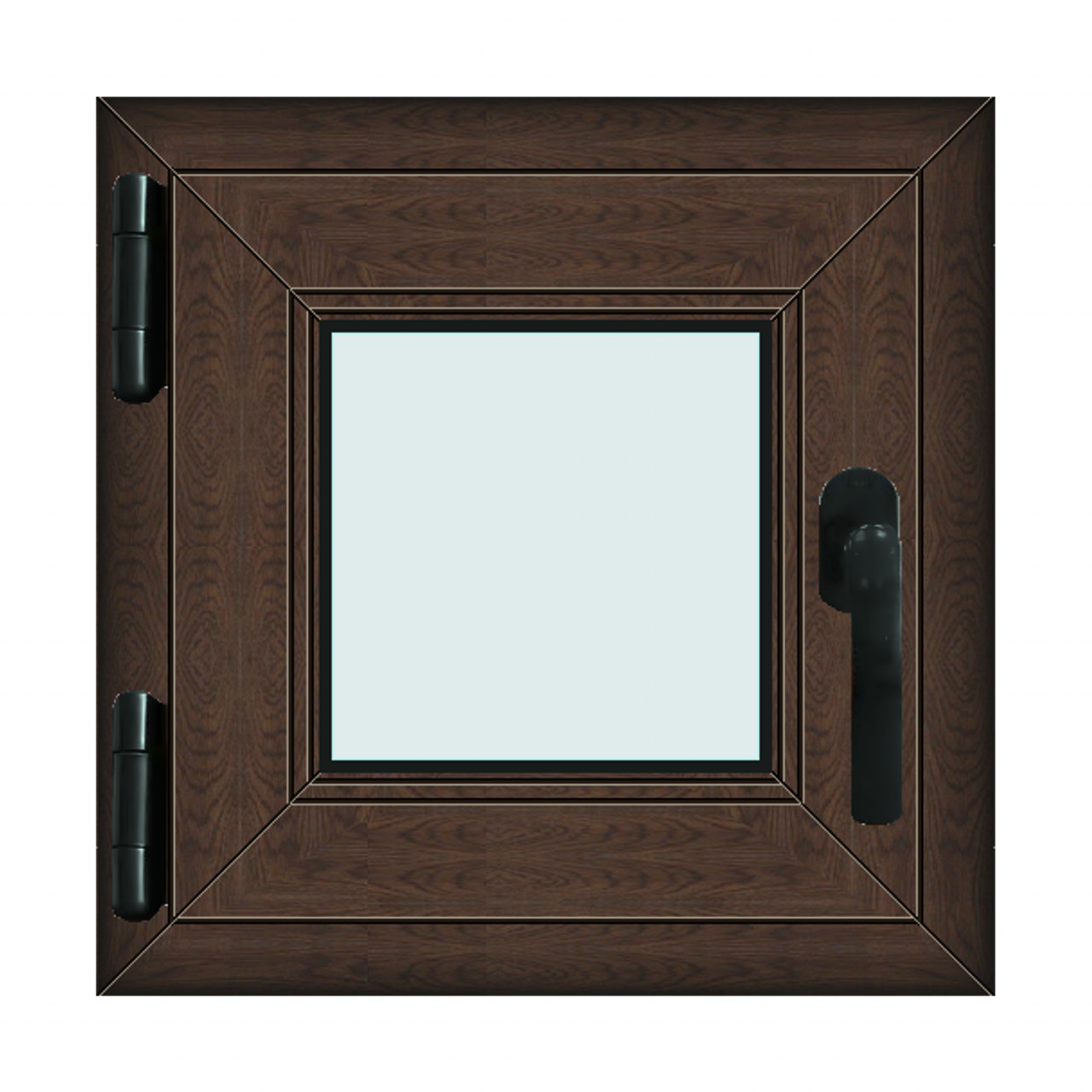 Fereastra 50x50cm, 1 canat, wenge (tabac), stanga si rabatare, Klass, 7cm, 6 camere, 2 garnituri